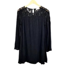 Altar’d State Black Lace Detail Bell Sleeve Dress, Size Small